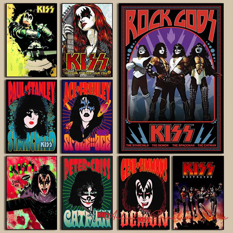 Classic Metal Rock Singer Kiss Band Posters Music Star Canvas Prints Pictures for Bedroom Dormitory Bar Wall Art room Decoration