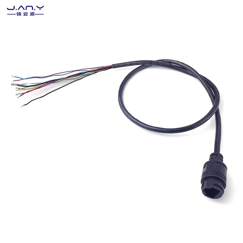 11-core single network port POE monitoring waterproof tail cable network camera rj45 single head with light POE4578 Power supply