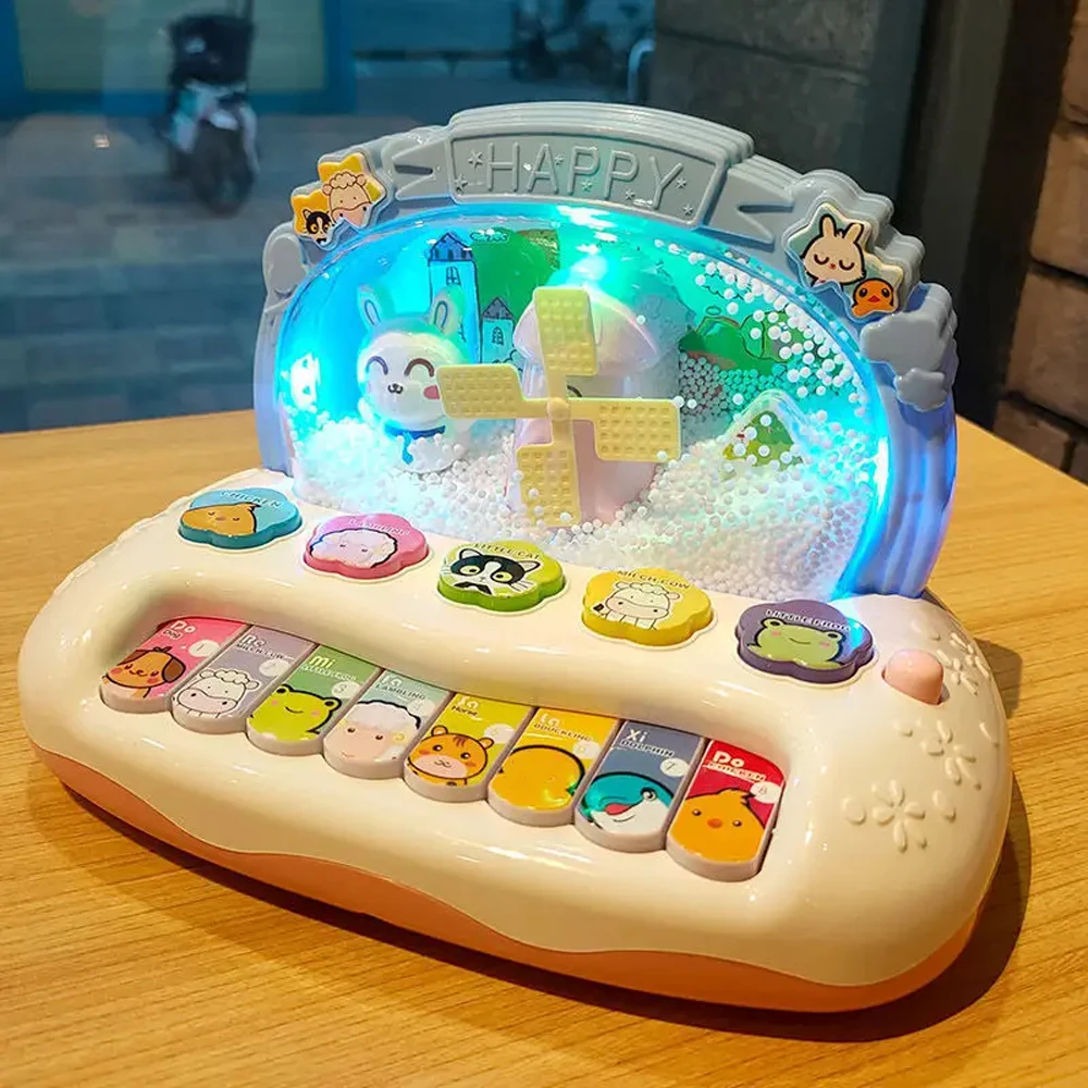 Giocattolo per pianoforte musicale puzzle per bambini con fiocco di neve Luce a led Giocattoli elettronici per la prima educazione dei bambini per bambini Regalo di Natale di Capodanno