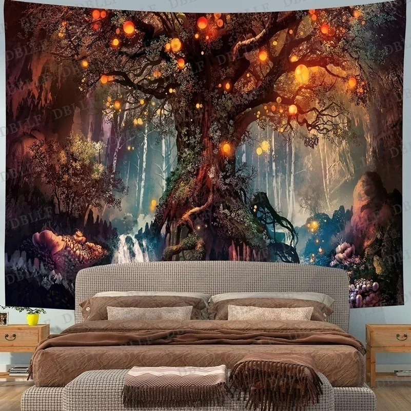 3D Psychedelic Forest Tapestry Fairy Garden Hippie Hanging Wall Livingroom Decoration Tapestry Boho Decoration Home Decor Tapiz