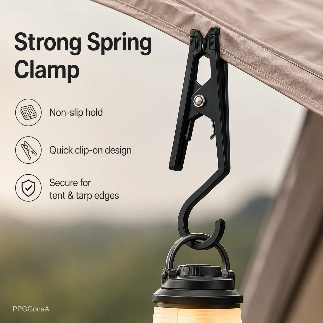 Outdoor Tent Clip Hook Non-Slip Alligator Clamp Hanger for Tarp Awning Lantern Camping Gear Portable Multi-Purpose Hanging Hook