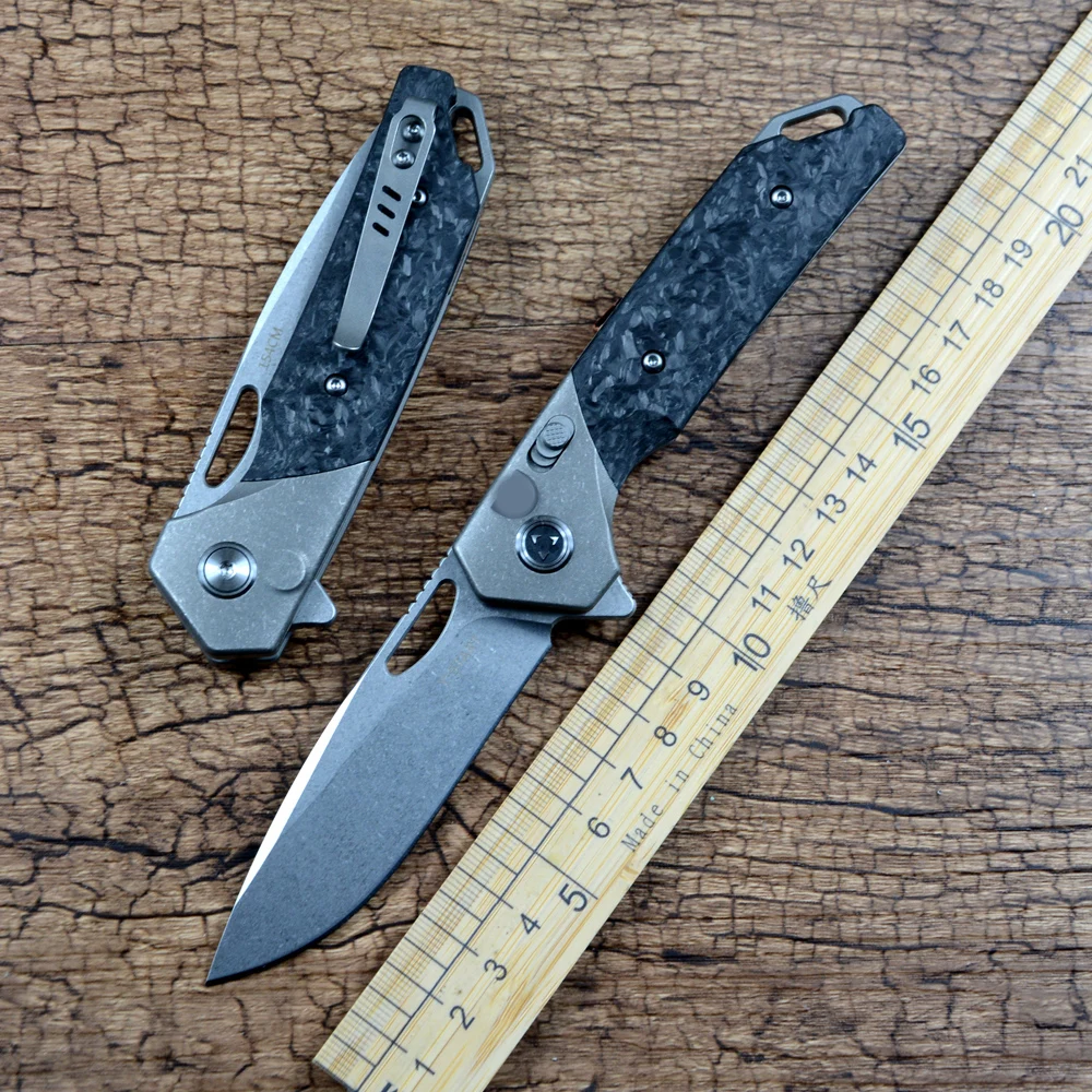 Y-START 154CM Blade Gift Collected Pocket Folding Knife Ceramic Ball Bearing TC4 & Carbon Fiber Handle Outdoor Gear LK2004