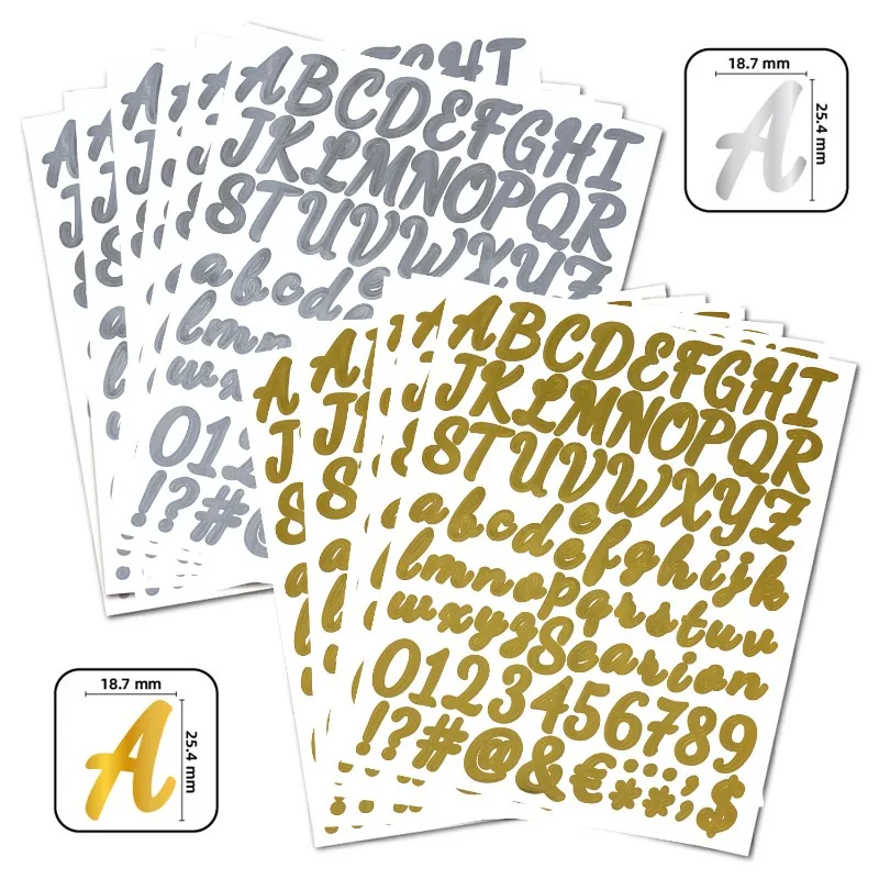 1pcs Golden Letter Sticker 1-inch Waterproof Graduation Decoration Craft Gift DIY Golden Glitter Powder Letter Number Sticker