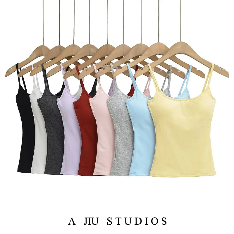 

Pure Desirable Strap Vest Women's Innerwear Outerwear Slimming Sexy Ba Street Sle ort Length Color