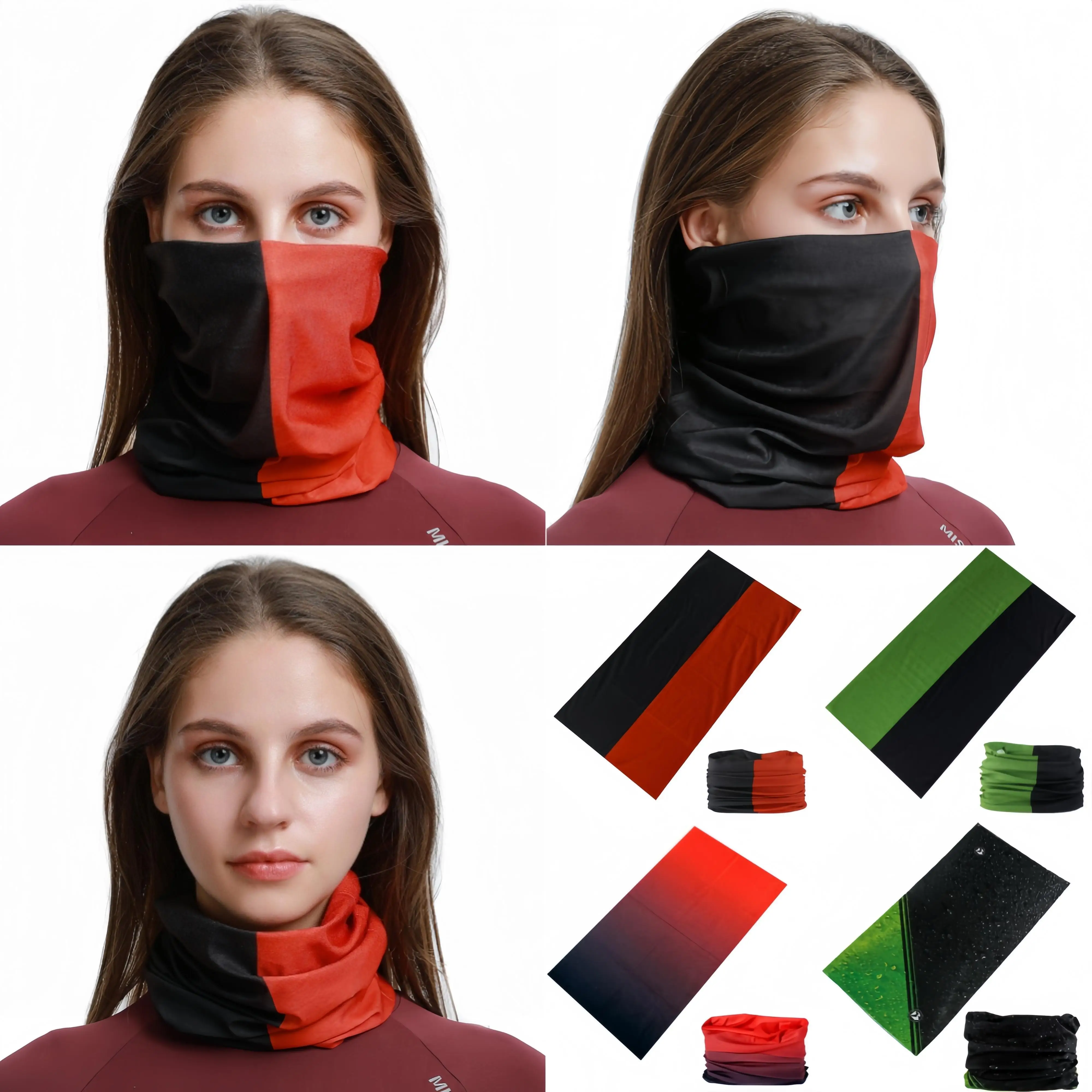 

2024 Fashion Stitched Solid Bandanas Outdoor Sports Mask Balaclava Cycling Scarf Neck Gradient Color Face Headband For Women Men