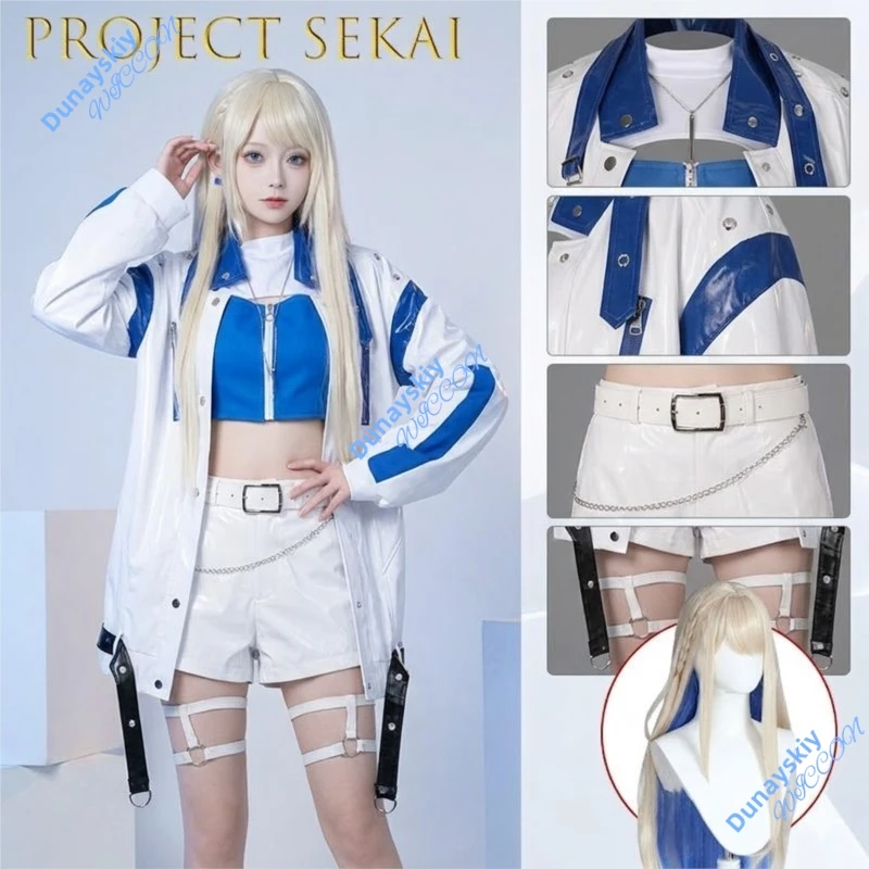 Disfraz de Cosplay de Azusawa Kohane de Project SEKAI Vivid BAD SQUAD, Estilo Urbano, Atuendo de Lucha Contra Incendios con Tops en Capas, Pantalones Cargo y Cadena para Mujer