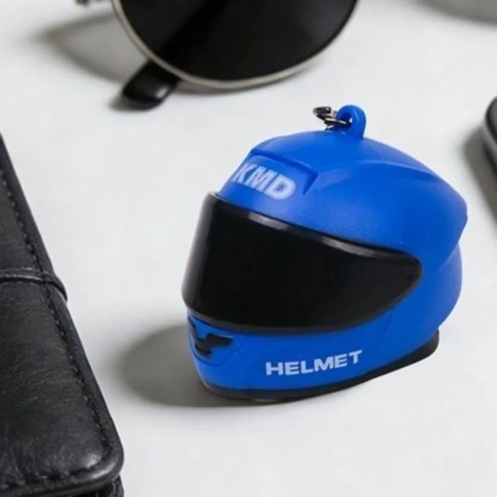 Creative Luminous Motorcycle Helmet Keychain 3D Light LED Helmet Keyring Safety Warning Mini Size Creative Bag Key Pendant