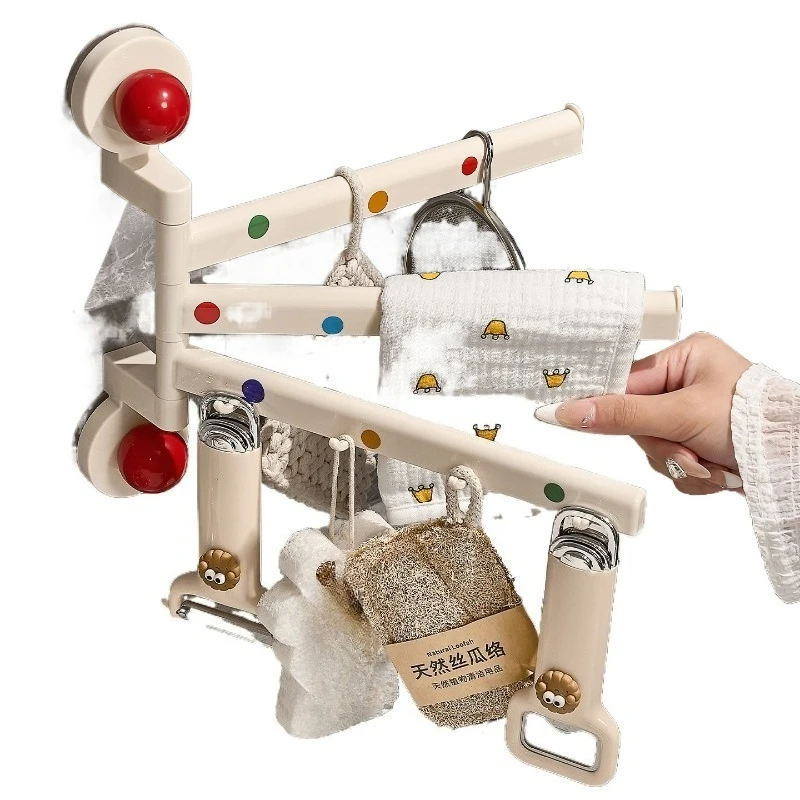 For suction cup kitchen rag rack, cabinet rack, multi-rod rotatable drain wall towel rack