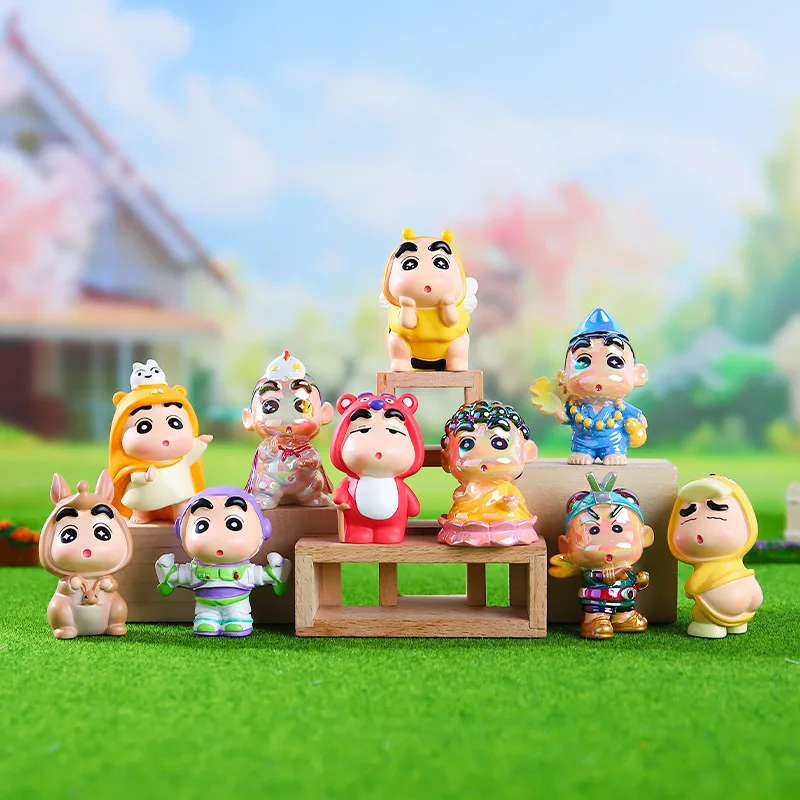 12 unids/set Anime Crayon Shin-chan onda de luz figura de acción PVC modelo juguetes muñeca adorno de escritorio colección regalos en caja