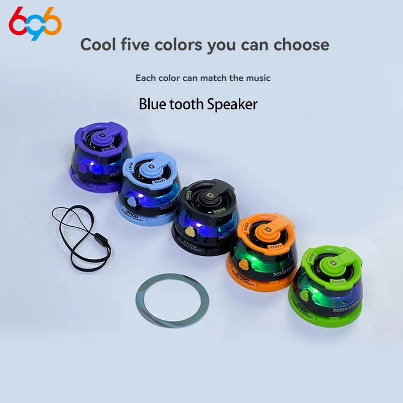 Mini Blue Tooth Speaker Magnetic Speaker Outdoor Home Music Player Magnetic Attraction Subwoofer LED Lights Cool Portable 62.5g