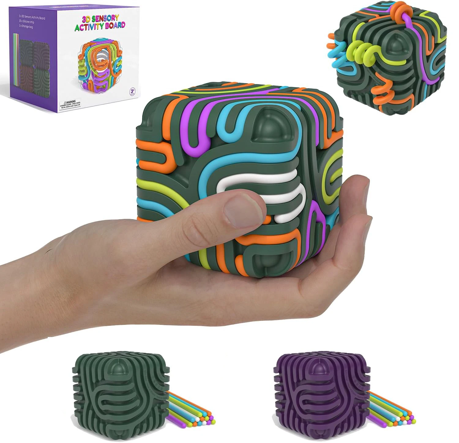 Tablero de actividades sensoriales 3D para niños, cubo de juguete antiestrés de silicona, juguetes sensoriales para niños pequeños, STEM, viaje, alivio del estrés, regalo de Navidad