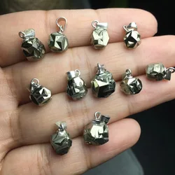 1 Pc Fengbaowu Natural Colombia Raw Rough Pyrite Iron Cross Pendant 925 Sterling Silver Fashion Jewelry Gift For Women Men