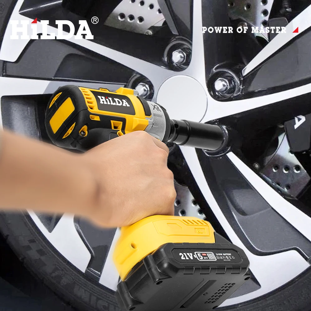 HILDA 21V Cordless Impact Wrench Two Li-ion Battery  Fast Charger Tool Bag Power Impact Driver for Car Home
