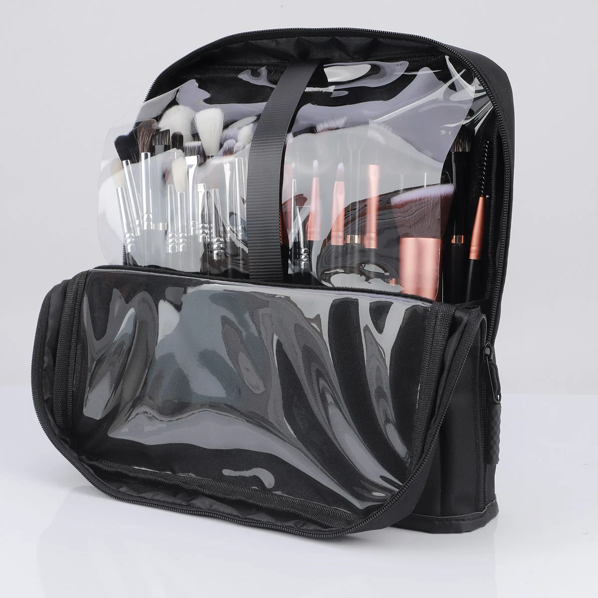European and American Portable Makeup Storage Bag Professional Makeup Handbag with Magnetic Closure Brush Bag Foldable Large Cap