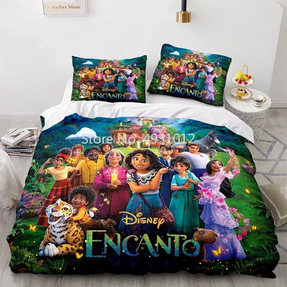 Cartoon Encanto Family Tree 3D Print Bedding Set Cute Duvet Quilt Cover Pillowcase Bedroom Decorative Home Textile for Kids Gift