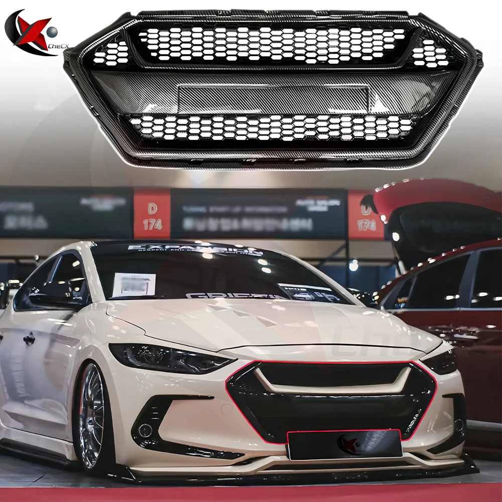 Suitable For Hyundai Elantra 2016-2018 Front Bumper Ghostface Shape Intake Grille ABS Material Grille Body Kit