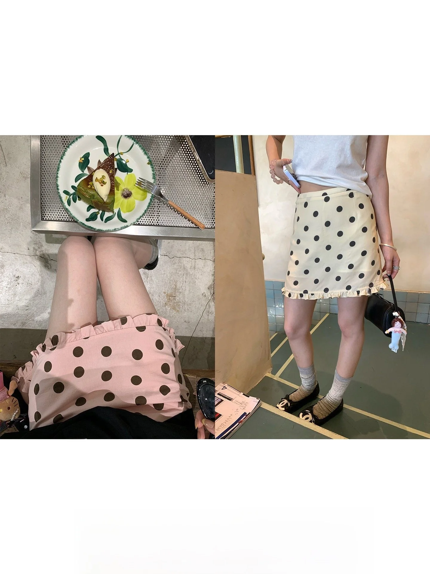 

Sweet Polka Dot f Skirt Women's Summer High Waist ort Skirt Ear Look Casual Commute Sle A-Line Gown Lyrical Fiber Blend