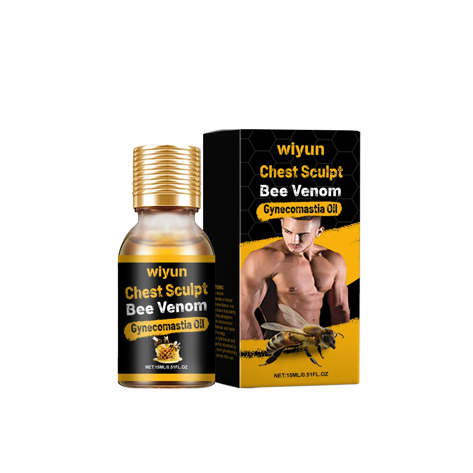 Bee Venom Male Chest Shaping Gynecomastia Oil, Massage Moisturizing to Highlight Body Shape, Strengthen Chest Skin Massage Oil