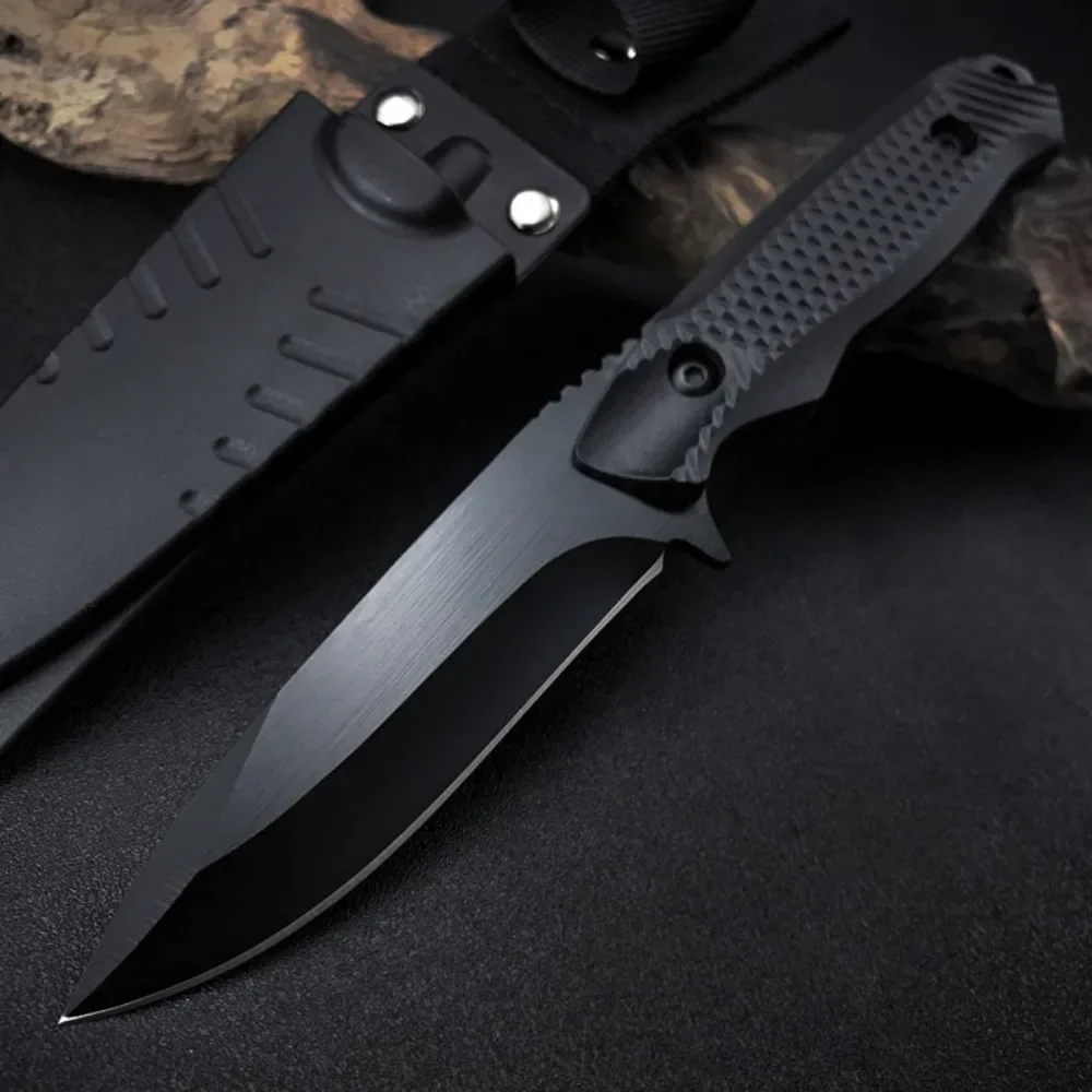 Outdoor Tactical Hunting ABS Plastic Handle Straight Knife Camping Self-defense Knife EDC Fishing Tactical Multi-function Tools