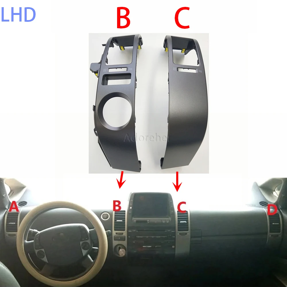 2pcs/4pcs Left-hand Drive Car Air Conditioner Outlet Panel Cover Dashboard Air Vents Trim Frame Fit For Toyota Prius 2004 -2009