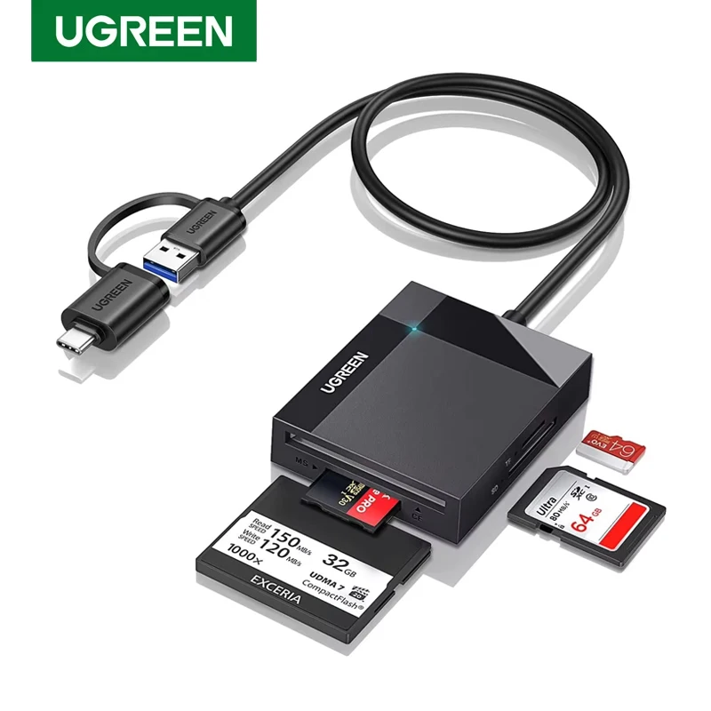 UGREEN SD Card Reader USB C USB 3.0 Multi Memory Card Adapter External SD MS CF Compact Flash Camera Card Reader