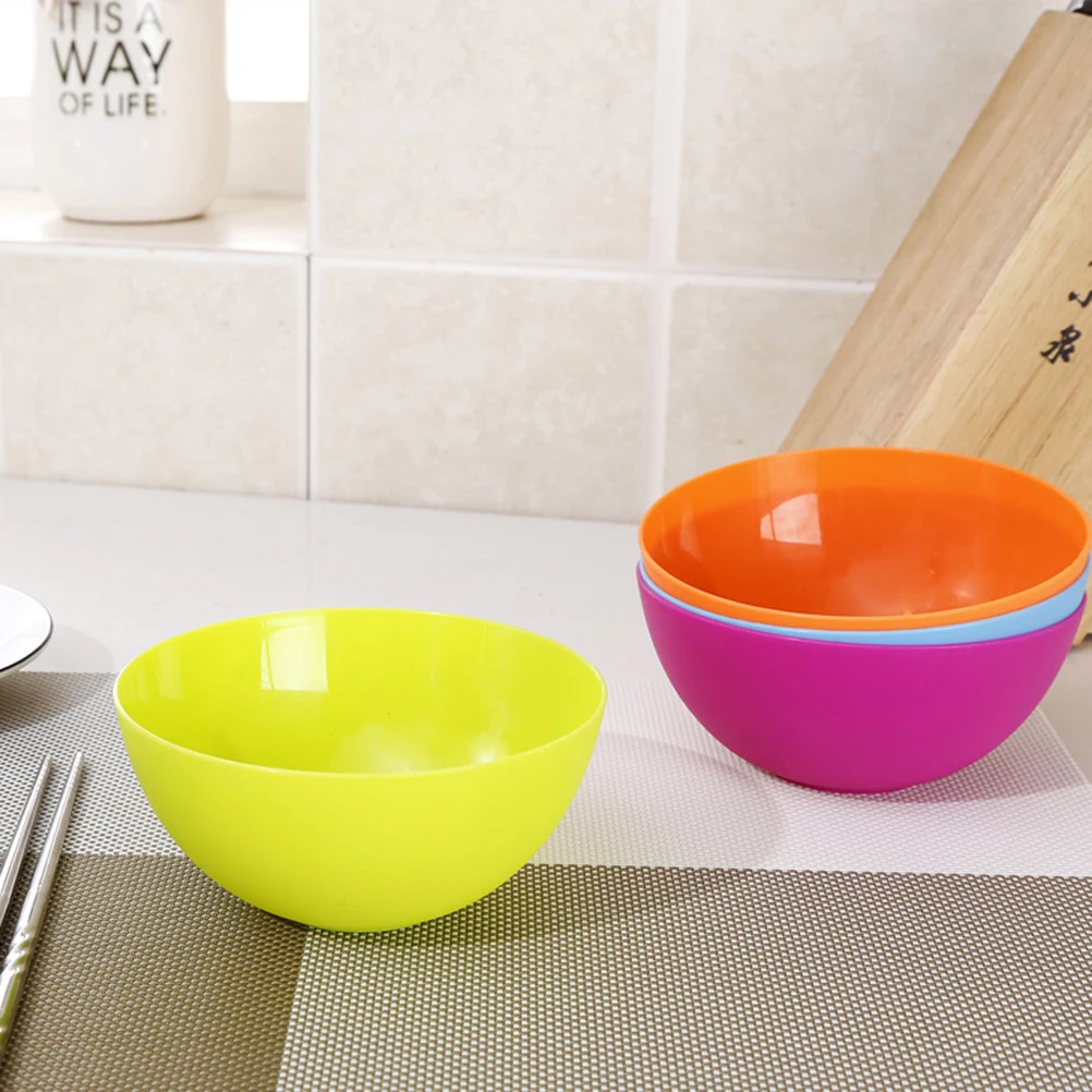 

Colorful Plastic Kids Bowl Set Round Food Bowls for Rice Soup Snacks Fruit Children Dining Tableware