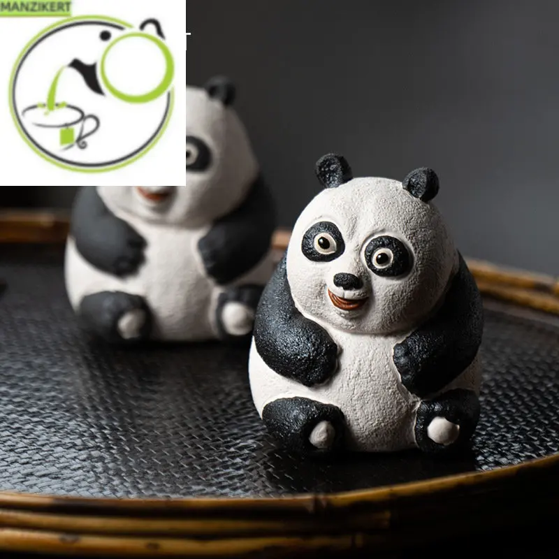 

Yixing Boutique Purple Clay Tea pet Cute Panda Figurine Ornaments Handmade Sculpture Craft Chinese Tea Set Decors Exquisite Gift