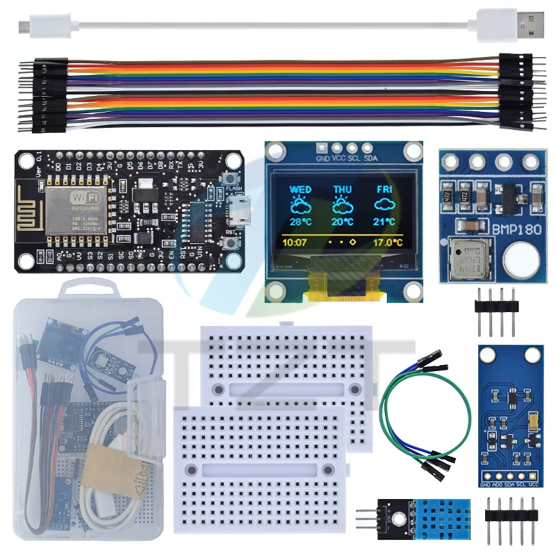 1/3PCS ESP8266 Stazione Meteo Kit Temperatura Umidità modulo display OLED breadboard Per arduino
