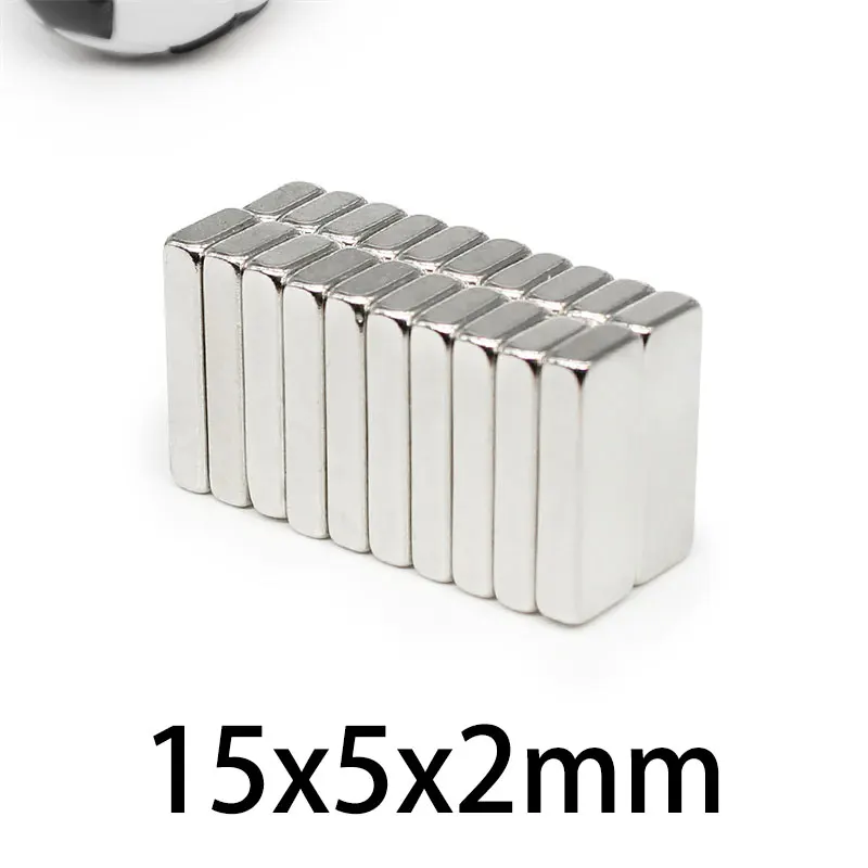 10/20/50/100/200/300PCS 15x5x2 Block Search Magnet Strong N35 Quadrate Permanent Neodymium Magnet Sheet 15x5x2mm 15*5*2 mm