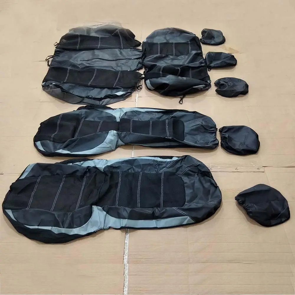 

Сращивание черного, серого цвета, 5-местные чехлы на автомобильные сиденья из искусственной кожи, защита передних и задних подушек