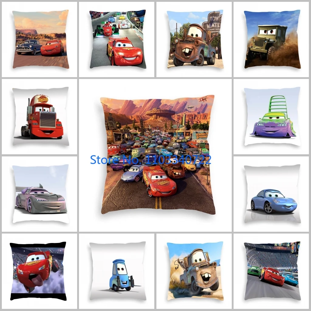 

Anime Cute McQueen Cars Family Cushion Cover Plush Pillowcase Pillow Case Shams Sofa Car Home Decor 45x45cm Kids Birthday Gift