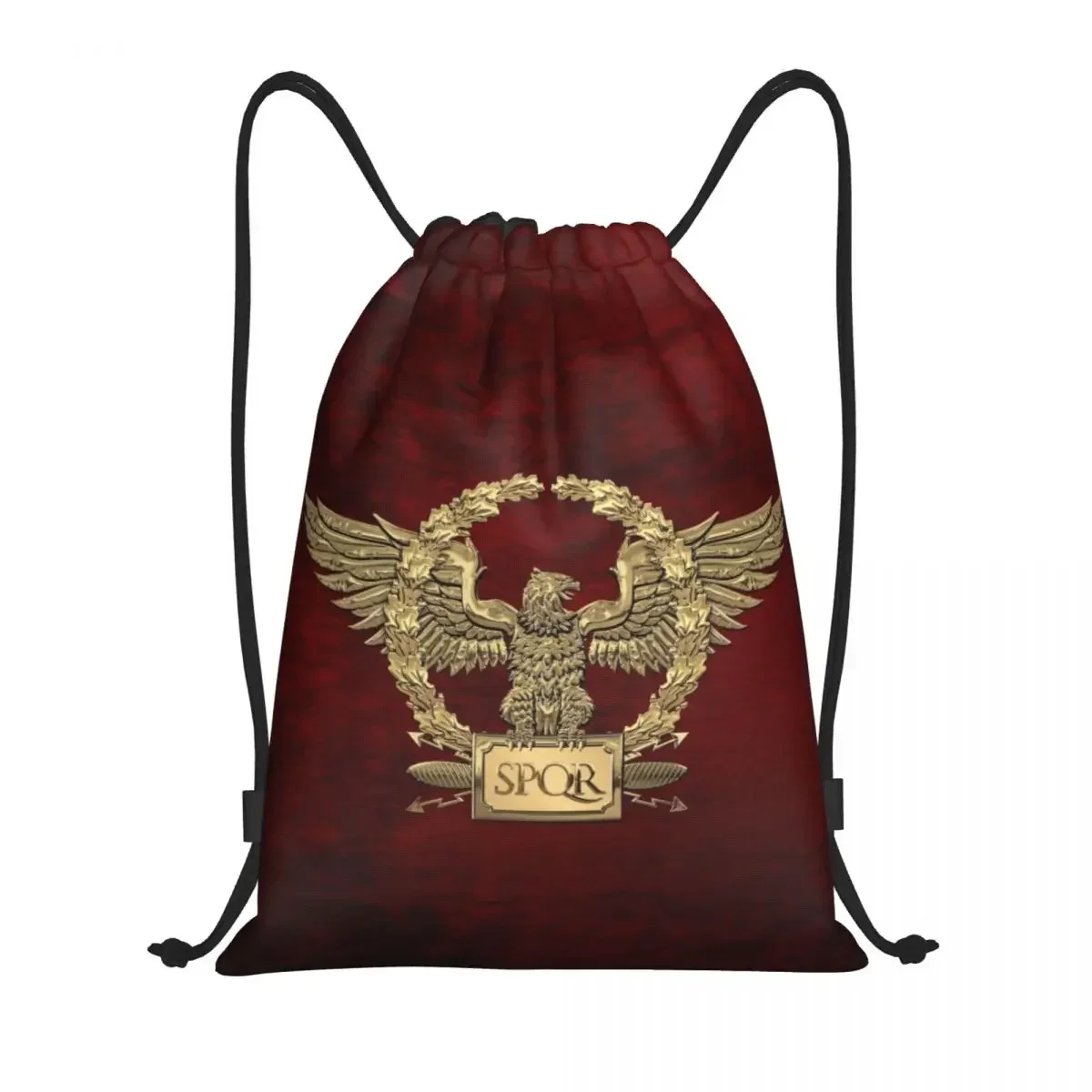 Gold Roman Imperial Eagle Drawstring Backpack Women Men Sport Gym Sackpack Portable Military Rome SPQR Shopping Bag Sack