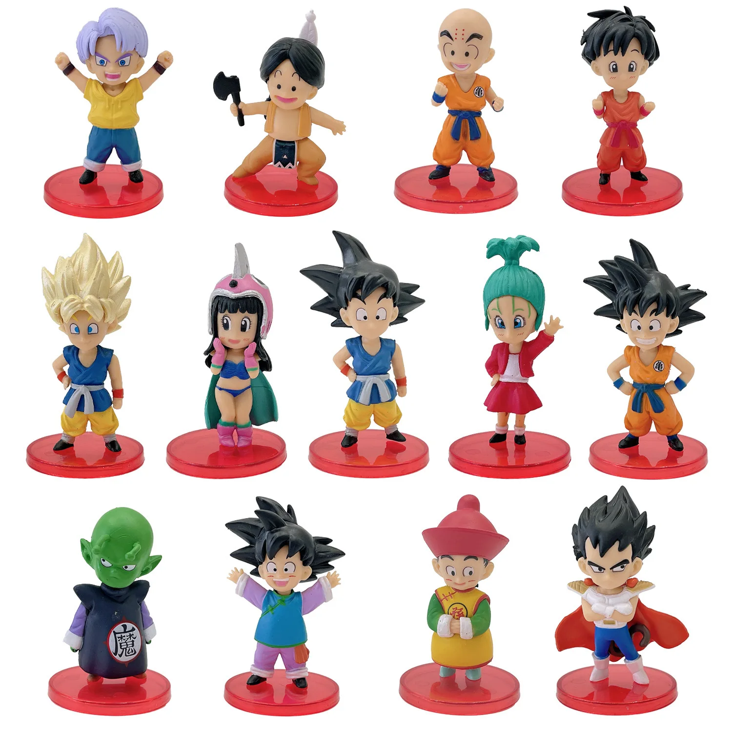 13 Pcs/Lot 6-8cm Anime Dragon Ball Figure Children Model Dolls Goku Gohan Bulma Kiki Anime Decorations