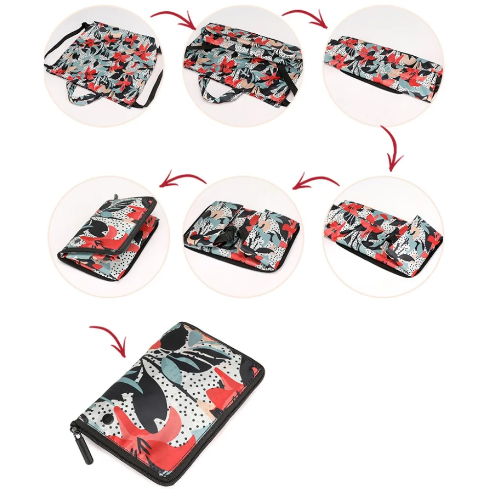 Simple Lightweight Drawstring Bag Animal Flower Shopping Bag Nylon Multifunctional Folded Backpack Travel