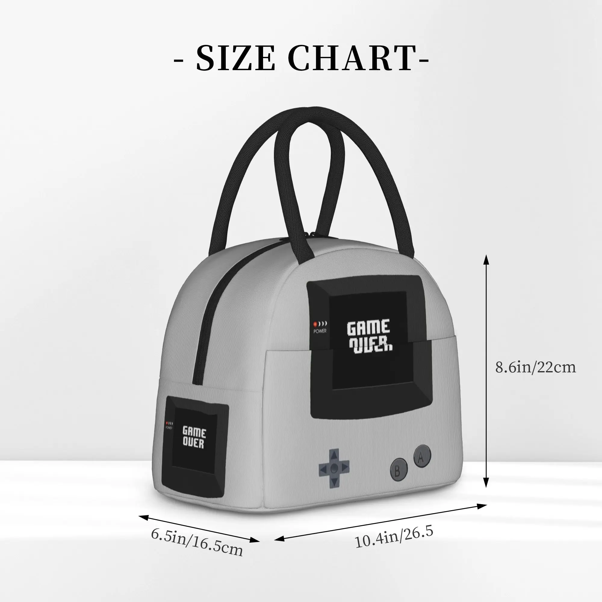 Games Console Handheld Gamer Game Over Tote Insulated Lunch Bag  Handheld Food Bags Reusable Thermal Cooler For Office Bento Box