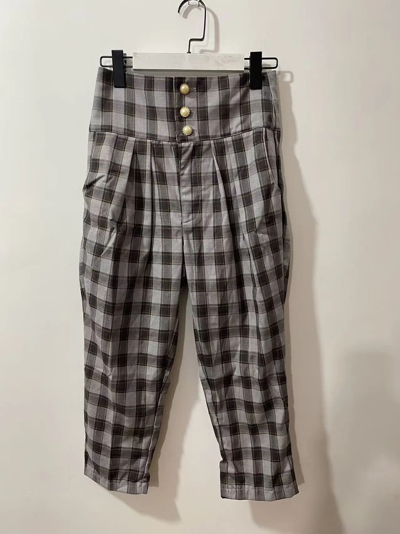 กางเกงขายาวทรงคาปรีลายสก็อตผ้าฝ้ายแท้ Liz Lisa ของแท้จากญี่ปุ่น