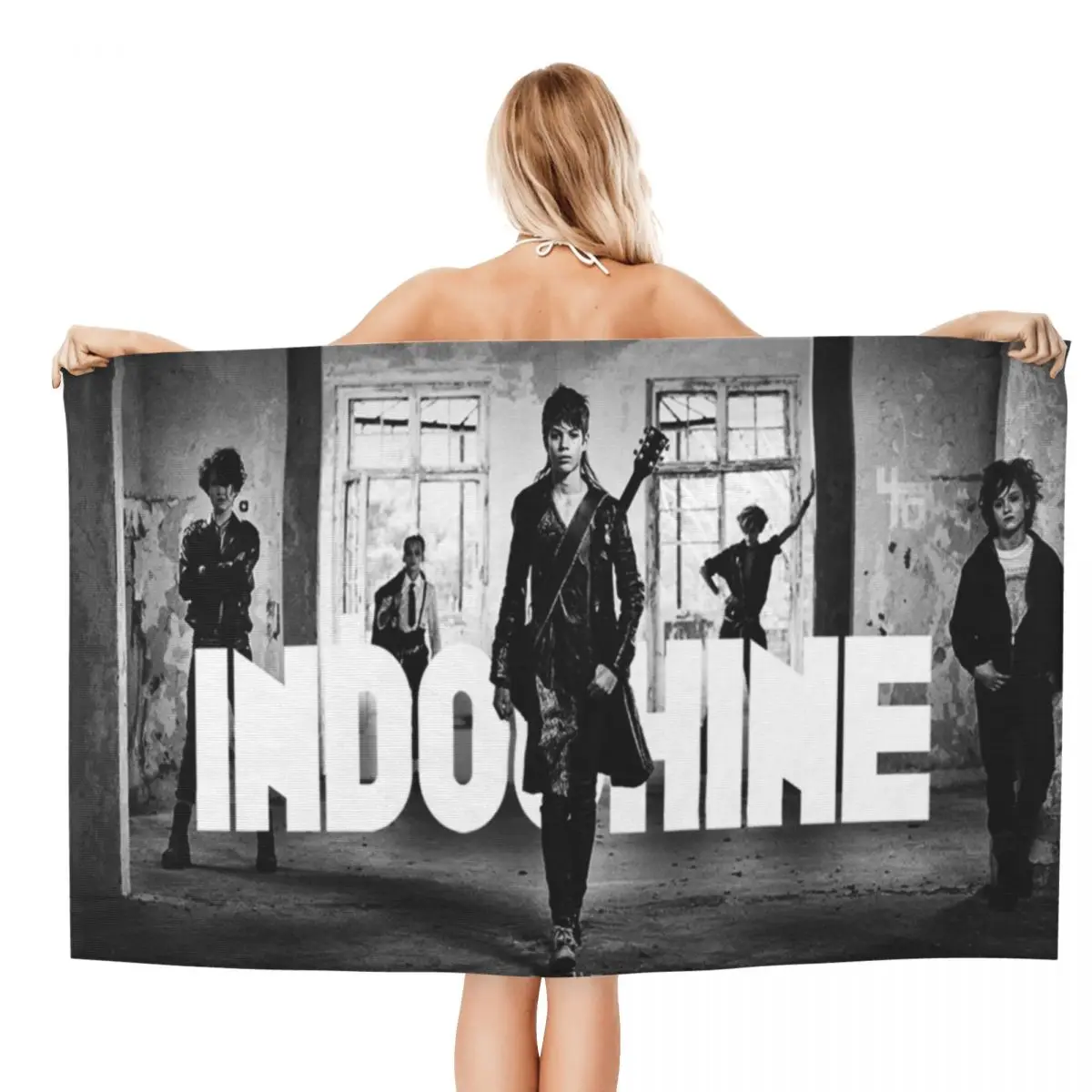 Indochine Best Of French Pop Rock Beach Towel Customized Soft Linen Microfiber Bathroom Towels