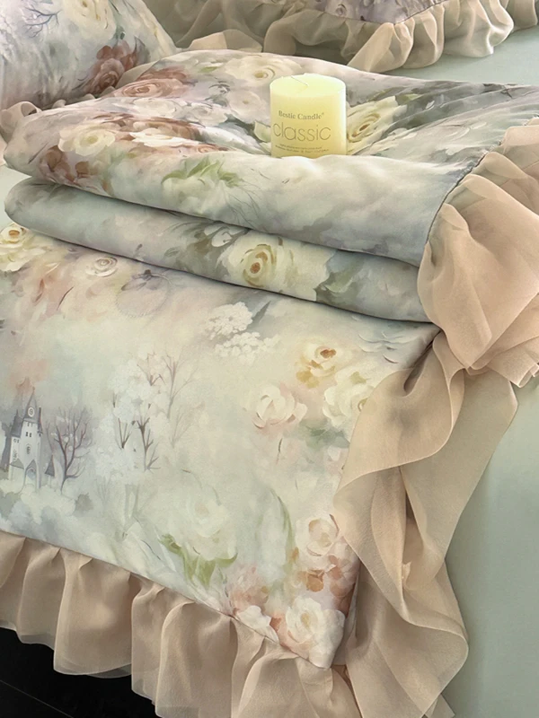 

Light Luxury Summer Cooln Quilt Set Four Pieces Air Conditioner Quilt Double Thin Core Can Be Waed hine Summer Quilt