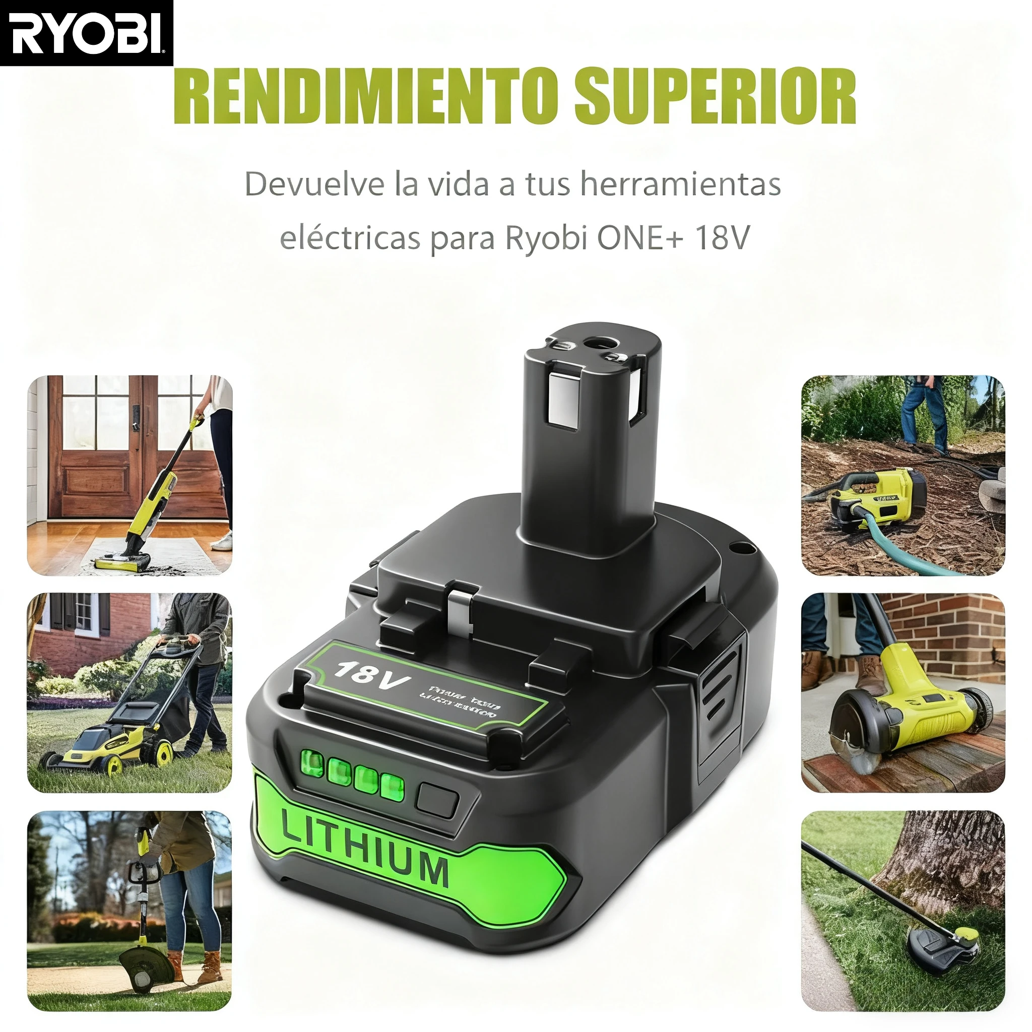 

Original Ryobi RB18L50 Replacement Battery 18V 6Ah Battery for Ryobi P117 12V-18V One Plus Series P107 P108 RB18L15 RB18L40