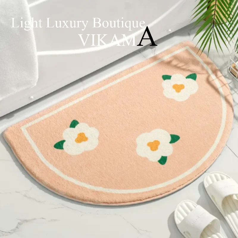 VIKAMA Cute Strawberry Imitation Cashmere Foot Mat Kitchen Bathroom Bathroom Entrance Anti-slip Mat Dirty Resistant Washable Rug