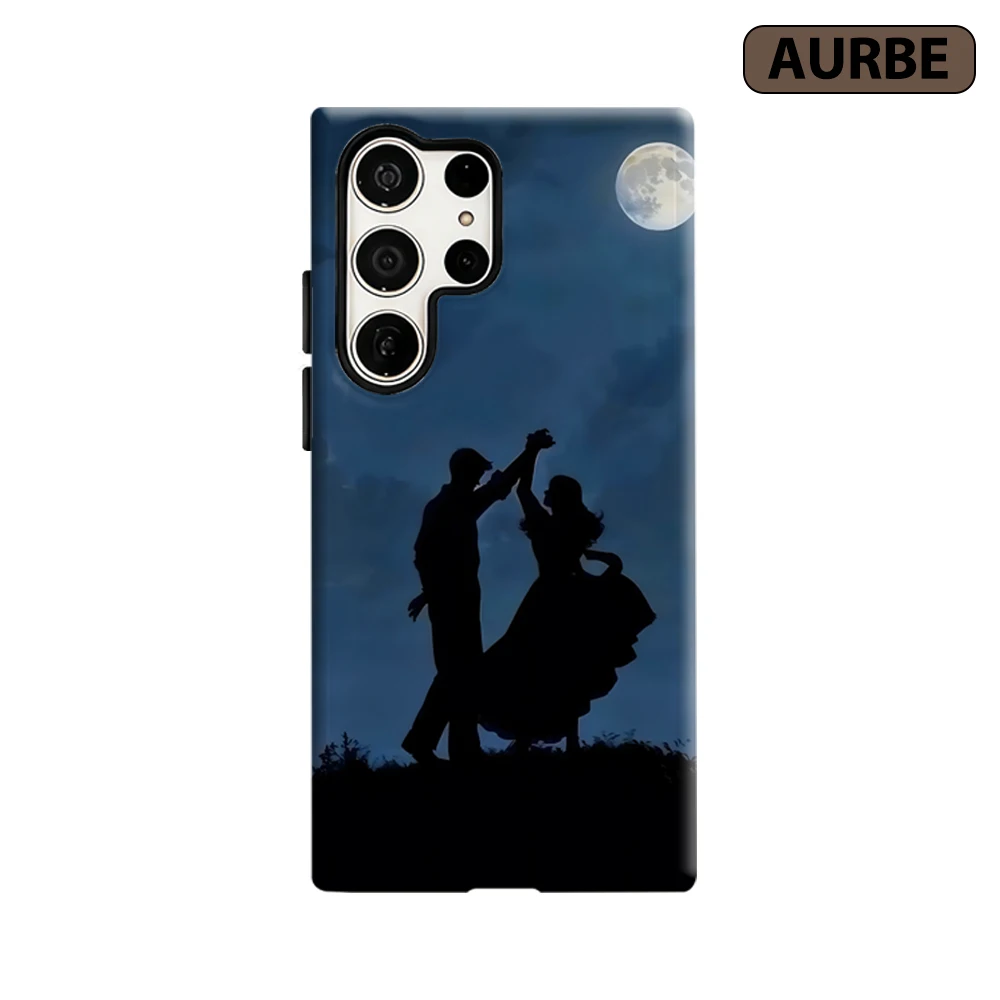 Moonlit Dance Silhouette Phone Case for Samsung Galaxy S26 S25 Ultra S24 S23 Ultra Plus Shockproof Double Layer Tough Back Cover