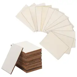 50 Pieces Unfinished Square Wood Slices Blank 3.5 x 2.3 Inches Rectangle Chips For Painting DIY Craft Decoration