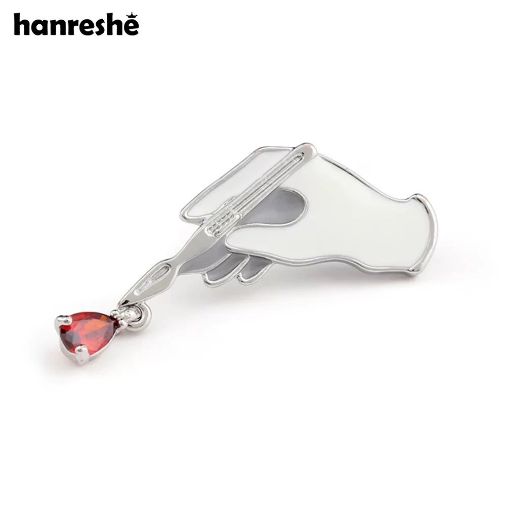 Hanreshe Enamel Medical Brooch Pins Scalpel White Gloves Gold-plated Metal Commemorative Badge Jewelry for Doctor and Nurse