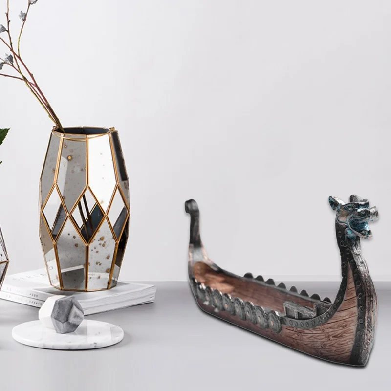 

E5 Resin Viking Ships Incense Stick Holder Retro Ships Ornament Exquisite Beautiful Home Decor Items Decoration Room Ornaments