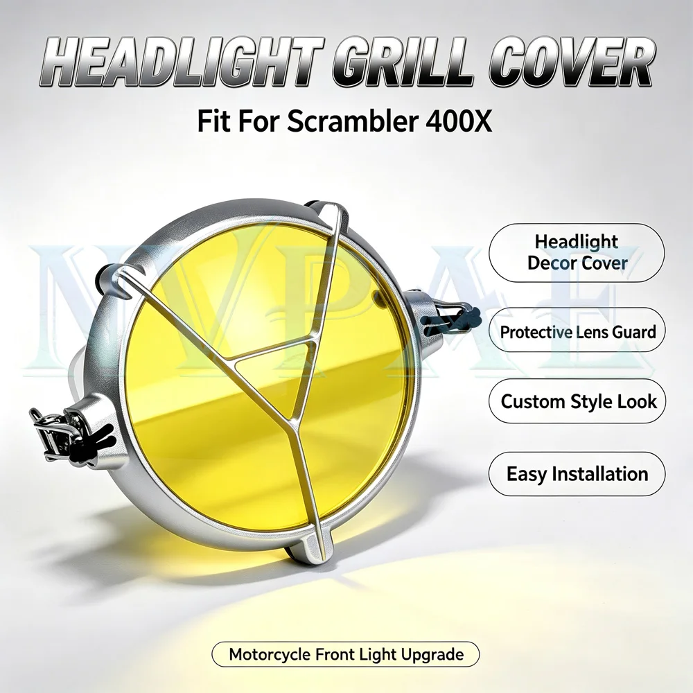 For Scrambler 400X Headlight Decor Mesh Protective Custom Style Look Easy Installation Fit Scrambler 400X