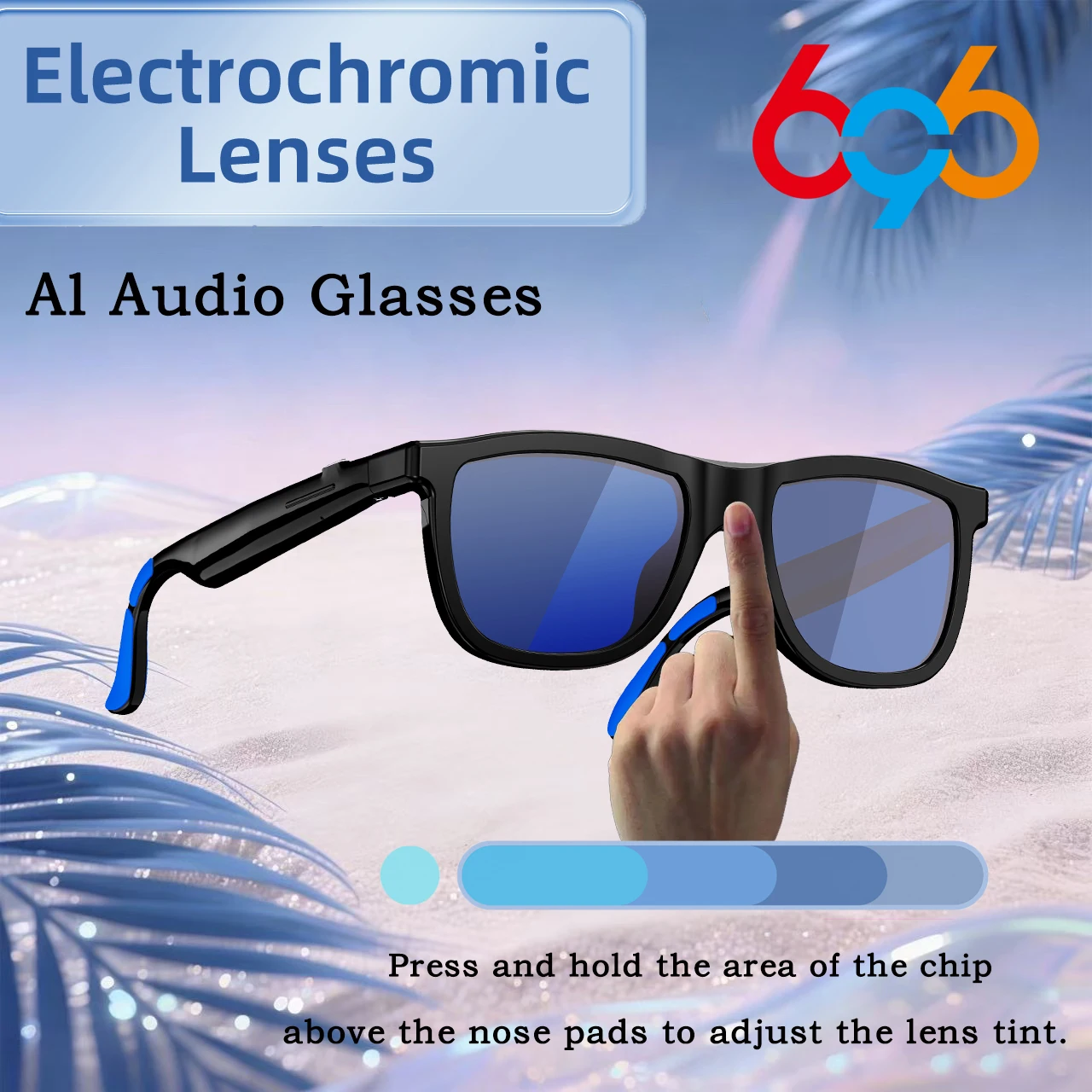 

New AI Audio Glasses Electrochromic Lenses Blue Tooth Call Smart Glasses Dual Microphone Noise Reduction Fashion Sunglasses