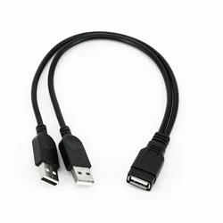 1×USB 2.0 A Female To 2 Dual USB Male Power Adapter Y Splitter Cable Cord Can Be Used To Connect Hard Disks