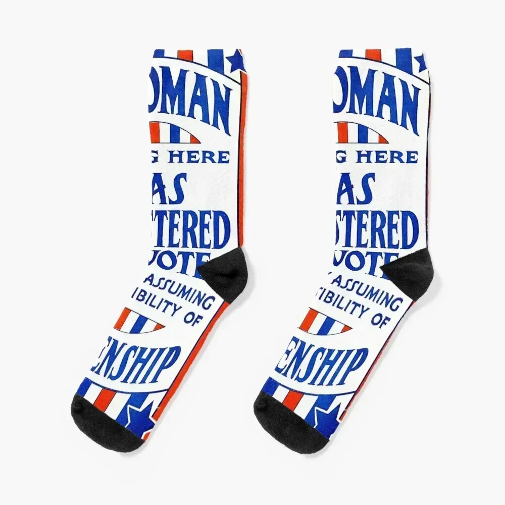 

A Woman Living Here Has Registered To Vote Socks floral anti-slip christmas stocking New year's Men's Socks Luxury Women's
