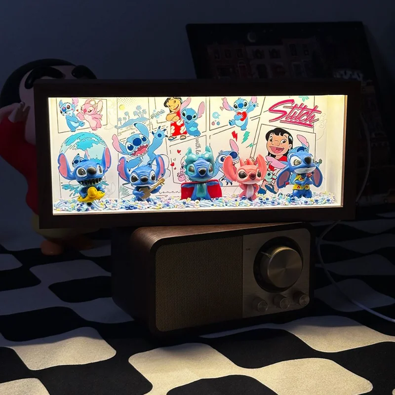 リロ&スティッチかわいい漫画クリエイティブフォトフレーム小さな夜の光パーソナライズされた寝室のベッドライトデスクトップ装飾飾り