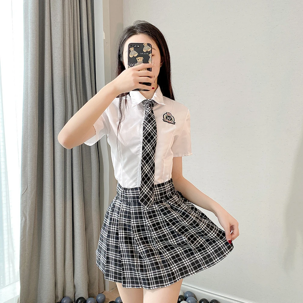 Set di lingerie per costume cosplay per ragazza sexy della scuola - Minigonna uniforme per studenti Anime porno vestito operato da donna erotico